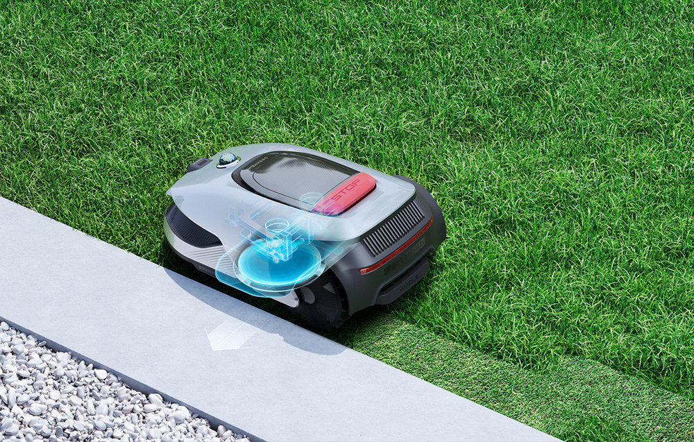 Robot koszący DREAME A2 robot na trawie pracuje wzdłuż krawężnika technologia EdgeMaster™ koszenia aż po same brzegi trawnika system rozszerzanej tarczy tnącej koszenie od krawędzi do 5 cm inteligentne planowanie tras w kształcie litery U oszczędność czasu i pieniędzy do 2000 m² koszenia w trybie Efficient