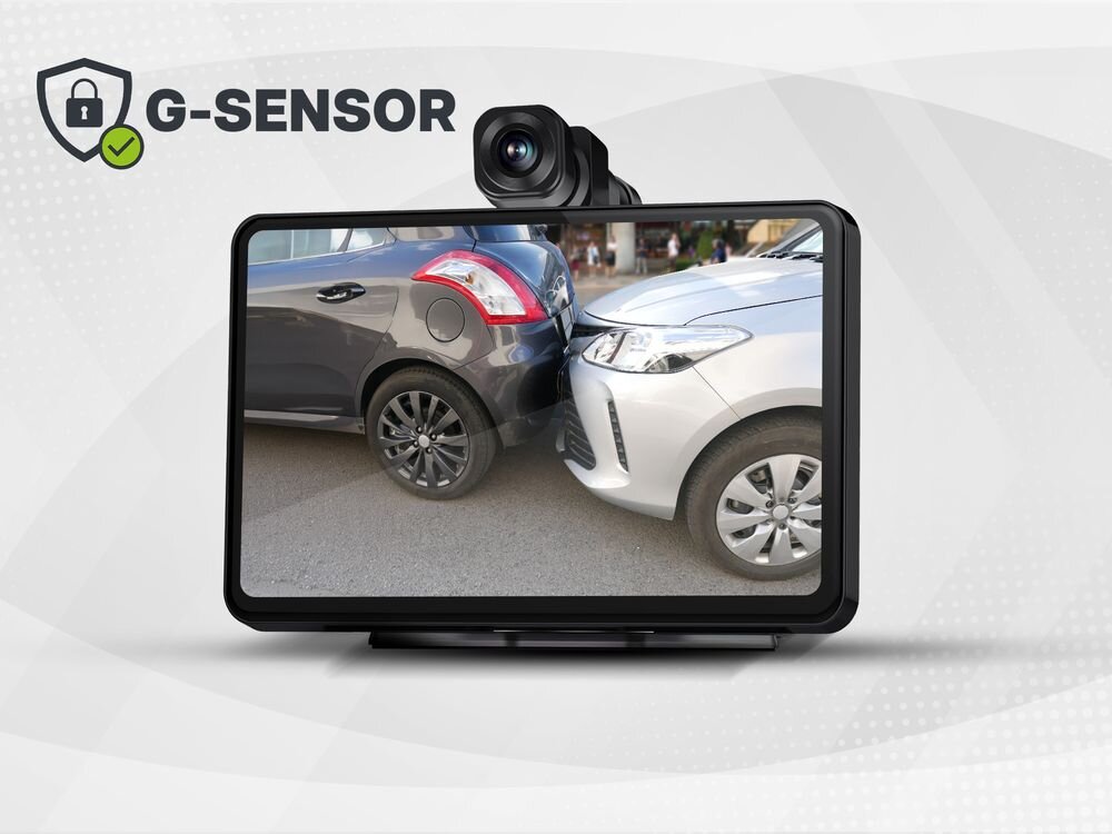 Samochodowy tablet multimedialny TRACER CarPlay 7.0  + Kamera tył tryb nocny G-sensor, tablet multimedialny po skosie na jasnym tle