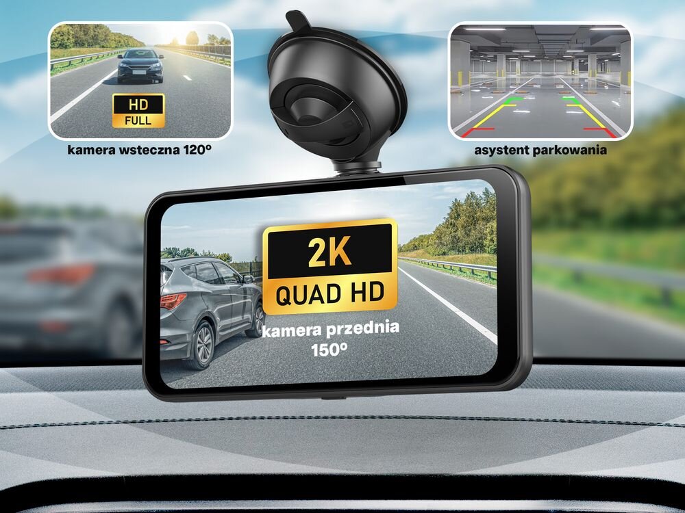 Samochodowy tablet multimedialny TRACER CarPlay 6.2 Bezprzewodowy Czarny + Kamera tył stacja multimedialna, tablet multimedialny przymocowany do szyby