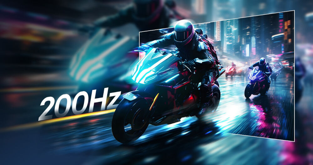 Monitor LG UltraGear 27G610A-B 27 cali 2560x1440px IPS 200Hz 1 ms [GTG] pokazanie częstotliwości jadące motocykle częstotliwość odświeżania płynność brak rozmycia