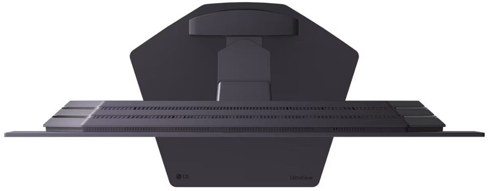 Monitor LG UltraGear 27GX700A-B 26.5 cala 2560x1440px 280Hz 0.03 ms [GTG]  prezentacja monitora od góry białe tło bezramkowa konstrukcja regulacja pochylenia, obrotu, wysokości, pivot, ergonomia, komfort pracy