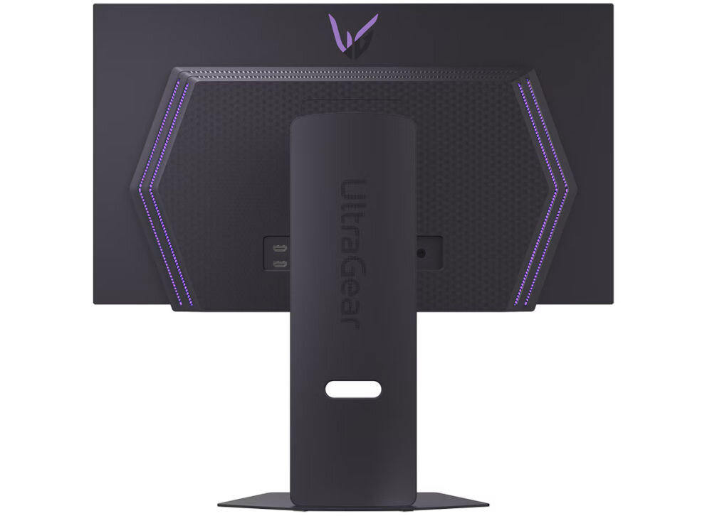 Monitor LG UltraGear 27GX700A-B 26.5 cala 2560x1440px 280Hz 0.03 ms [GTG] prezentacja monitora od tyłu na białym tle VESA 100 mm łatwe stabilne przymocowanie oszczędność miejsca uchwyt biurkowy VESA zwiększa powierzchnię roboczą dopasowanie ustawienia ekranu organizacja pracy