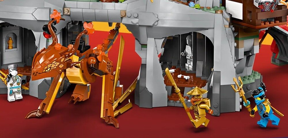 LEGO 71814 NINJAGO Turniejowe miasto ze świątynią spadające skały aktywowane po naciśnięciu lampionu detale zabawa  