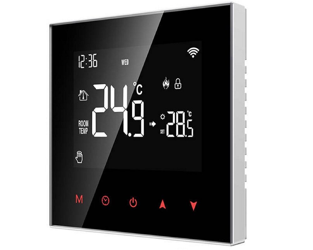 Termostat AVATTO Inteligentny asystent czujnik NTC wbudowane WiFi obsługa aplikacji tryb automatyczny tryb manualny