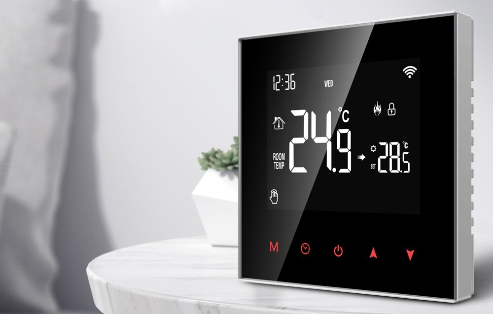Termostat AVATTO Inteligentny asystent czujnik NTC wbudowane WiFi obsługa aplikacji tryb automatyczny tryb manualny