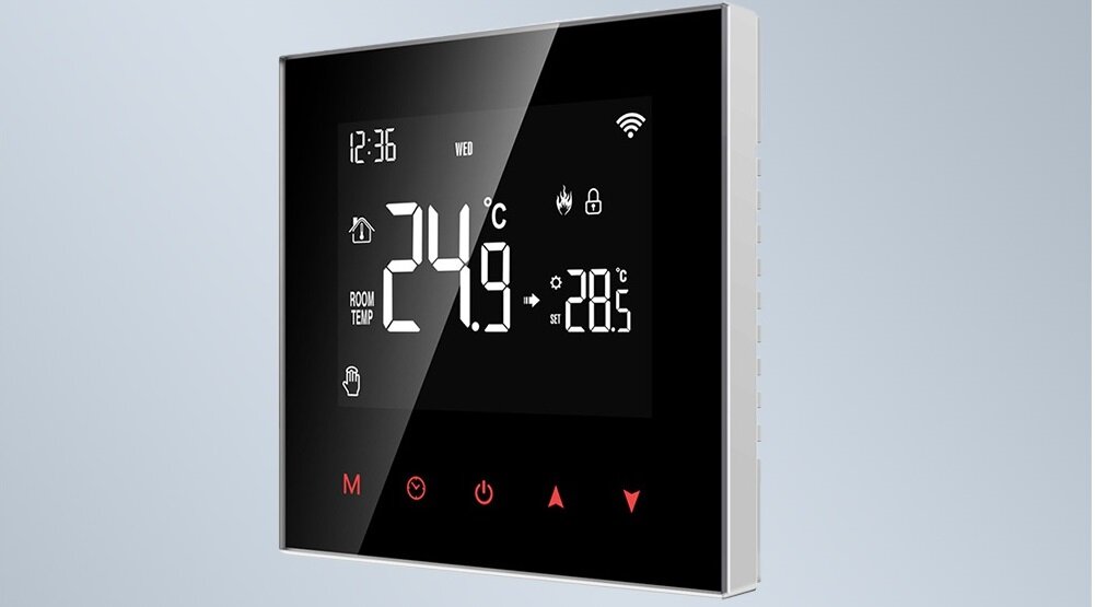 Termostat AVATTO Inteligentny asystent czujnik NTC wbudowane WiFi obsługa aplikacji tryb automatyczny tryb manualny