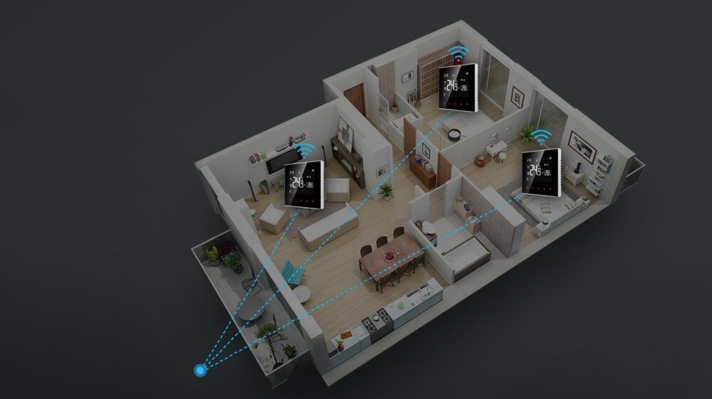 Termostat AVATTO Inteligentny asystent czujnik NTC wbudowane WiFi obsługa aplikacji tryb automatyczny tryb manualny