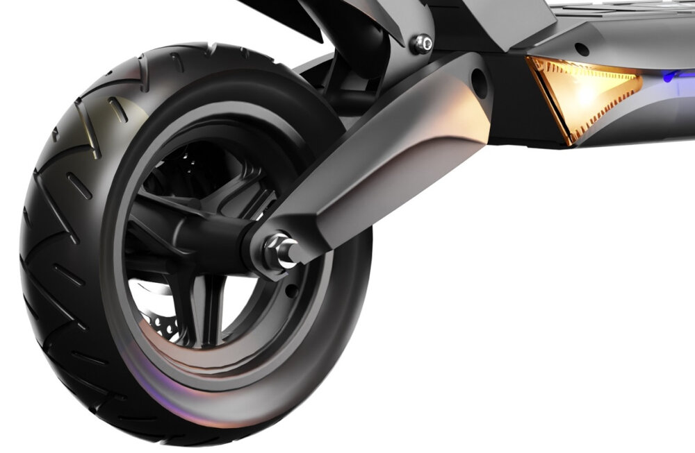 Hulajnoga elektryczna RUPTOR R3 V3 Czarny kola duze 10-calowe pompowane opony detkowe doskonale lagodzi nierownosci amortyzacja tlumi wstrzasy i minimalizmu ryzyko uszkodzenia pojazdu