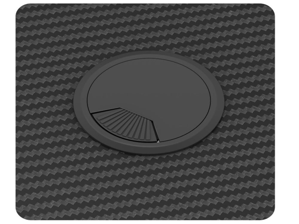 Biurko gamingowe HUZARO Hero 1.7 RGB Czarny prezentacja wlotu na kable porządek czysty zorganizowany blat komfort