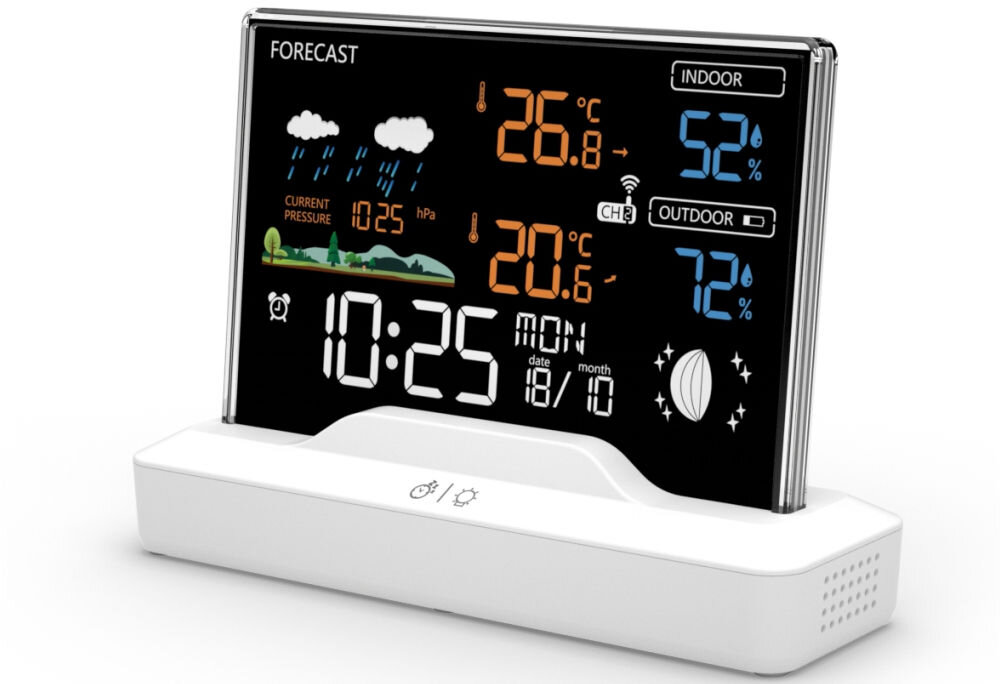 Stacja pogody MANTA Windy MTO100W Biały dokładne dane użyte technologie aktualne informacje temperatura opady warunki atmosferyczne słońce deszcz śnieg bezpieczne komfortowe