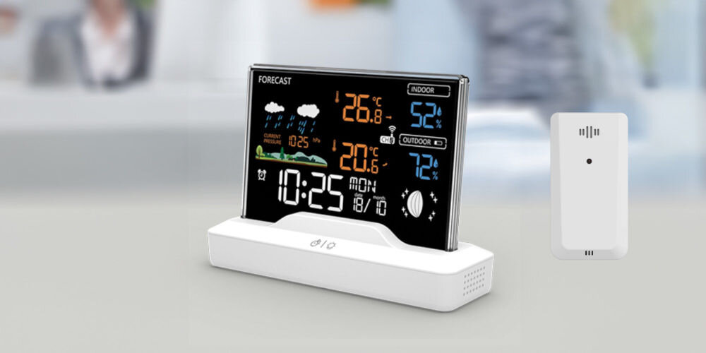 Stacja pogody MANTA Windy MTO100W Biały temperatura wilgotność bezprzewodowe czujniki zewnętrzne monitorowanie warunków bezpiecznie i wygodnie