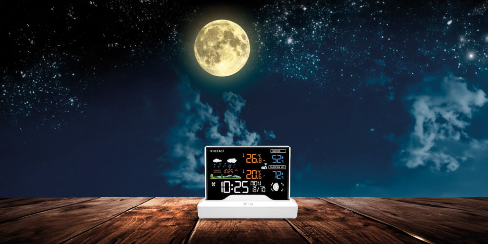 Stacja pogody MANTA Windy MTO100W Biały fazy księżyca śledzenie zmian aktywność cykl księżyca 