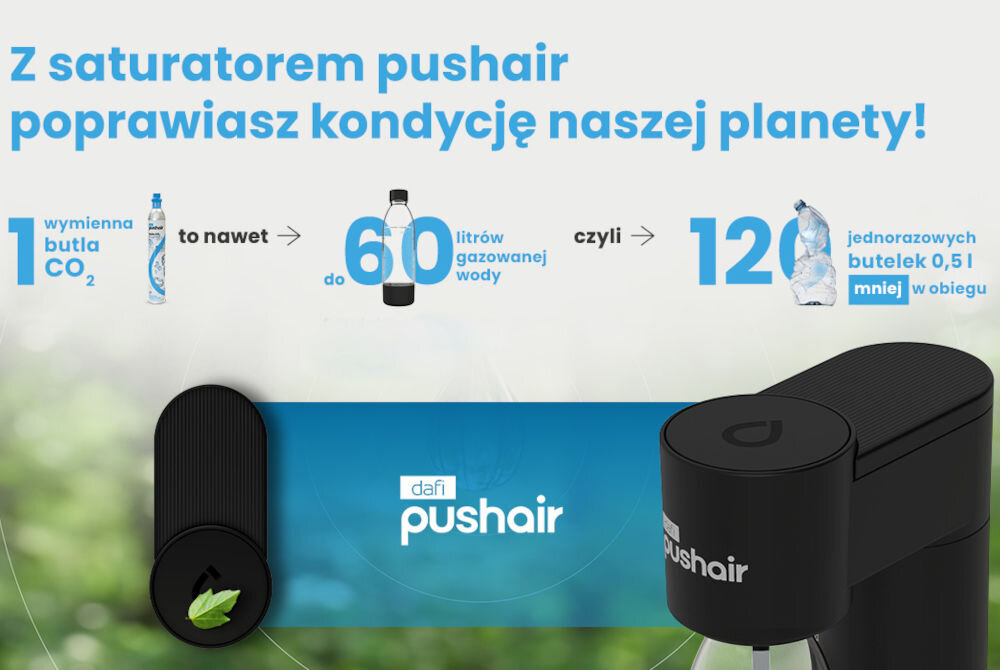 Saturator DAFI Pushair Czarny + 2 butelki