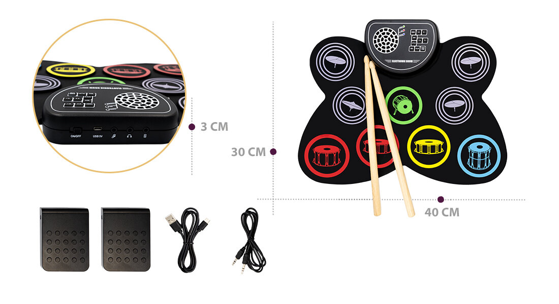 Perkusja elektroniczna MUSICMATE MM-DRM15 PLAY N ROL - zestaw