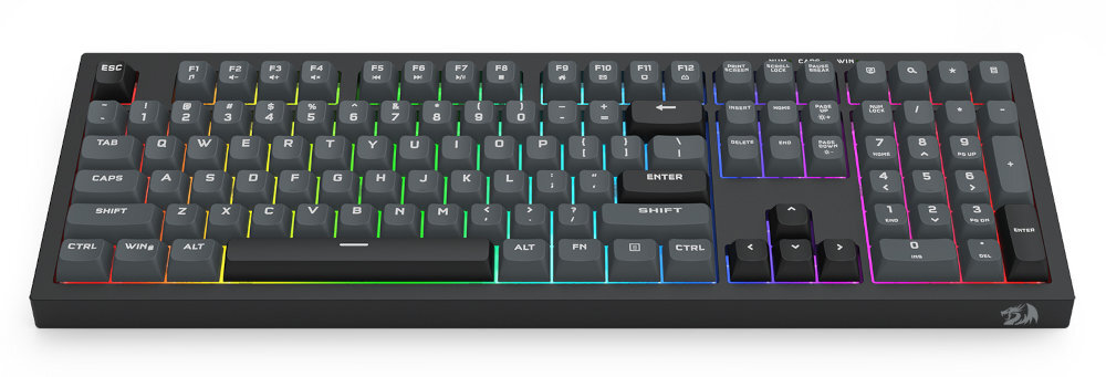 Redragon Crux pełnowymiarowy układ 108 klawiszy czterema klawiszami skrótów Miękkie przełączniki membranowe pisania grania