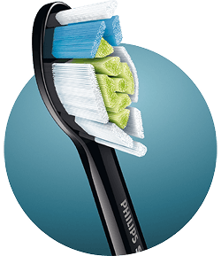 Zbliżenie na końcówkę szczoteczki.