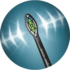 Podłużna końcówka. Po prawej i lewej stronie roztaczają się świetlne półokręgi imitujące jej ruchy.