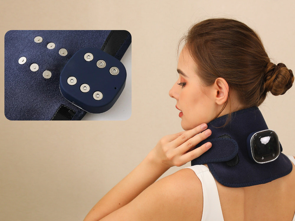 Masażer do pleców DIFORO DiF-Injur Działa bezprzewodowo Wbudowany akumulator Port USB-C szybkie ładowanie czytelny wyświetlacz LED  informacja wyjmowany panel sterujący magnesy