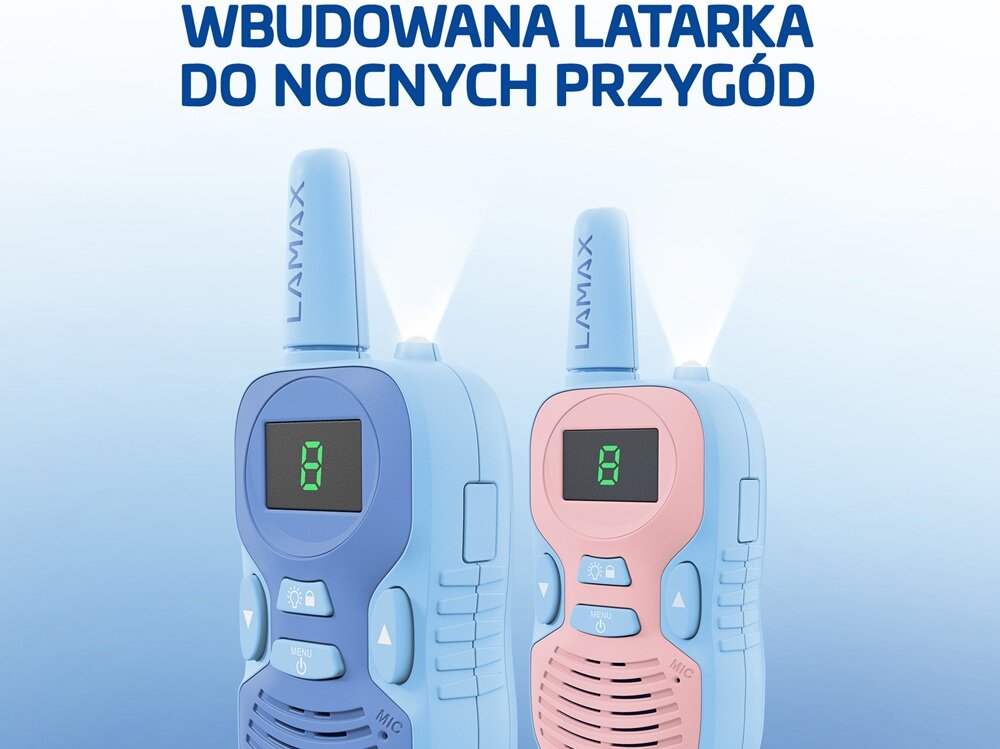 Zabawka krótkofalówka LAMAX TalkieKid1 LXVYMTALKIDLA wbudowana latarka, narzędzie oświetleniowe, nie zgubią się