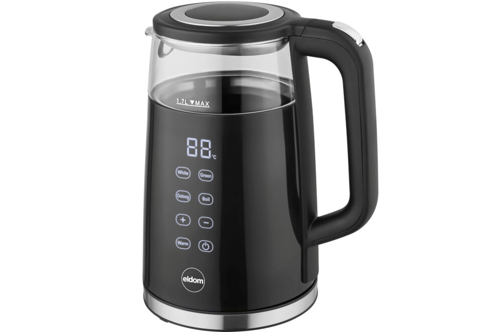 Czajnik ELDOM C530 Nevo Potrójny system zabezpieczeń wskaźnik poziomu wody panel dotykowy czytelny wyświetlacz LED