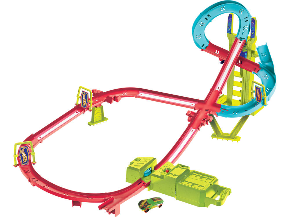 Tor Hot Wheels Neon Speeders Superwyścig HPC07 elementy zestaw tor samochodzik