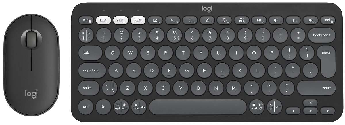 Zestaw LOGITECH MK380 Pebble 2 Combo Mac Grafitowy mysz klawiatura Elegancka wygodna Minimalistyczny design płynna braca zasilanie bateryjne