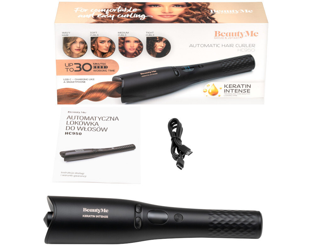 Lokówka automatyczna BEAUTYME by GÖTZE & JENSEN Keratin Intense HC950 ładowanie wyświetlacz