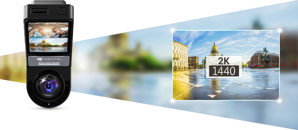 Wideorejestrator NAVITEL RS3 Duo Wide - elegancki design