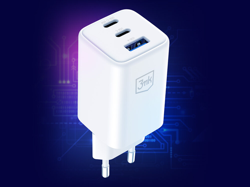 3MK Hyper GaN Charger 65W światowe normy bezpieczeństwa atesty certyfikowanego, ognioodpornego materiału FireProof V0 zaawansowane systemy zabezpieczeń wysoką odpornością na przegrzanie szybko i bezpiecznie laptopa, smartfona gadżety mobilne