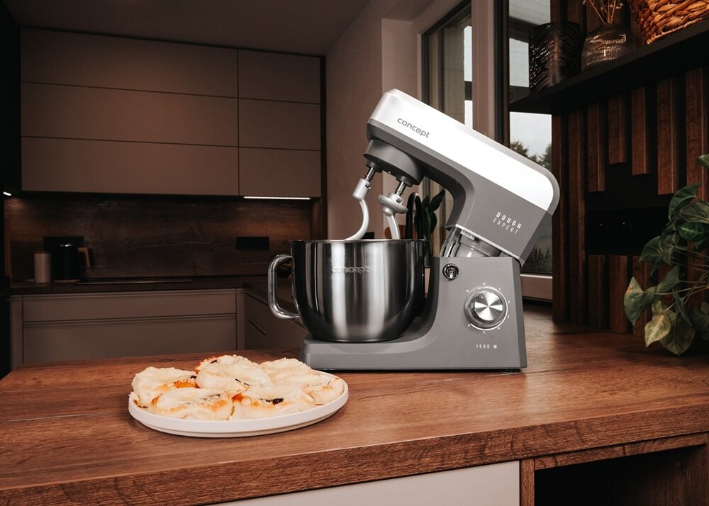 Robot kuchenny planetarny CONCEPT Dough Expert RM6010 1900W z funkcją podgrzewania misy odpowiednie warunki dla ciasta, szybko, równomiernie, funkcja heating