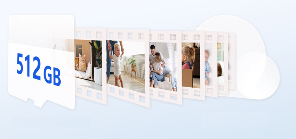 Kamera EZVIZ H6C PRO 3K - Przechowywanie nagrań, logo karty microsd, slajdy z nagrań