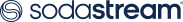 Logo sodastream w kolorze granatowym, przedstawiające stylizowany napis oraz okrągły symbol z bąbelkami.