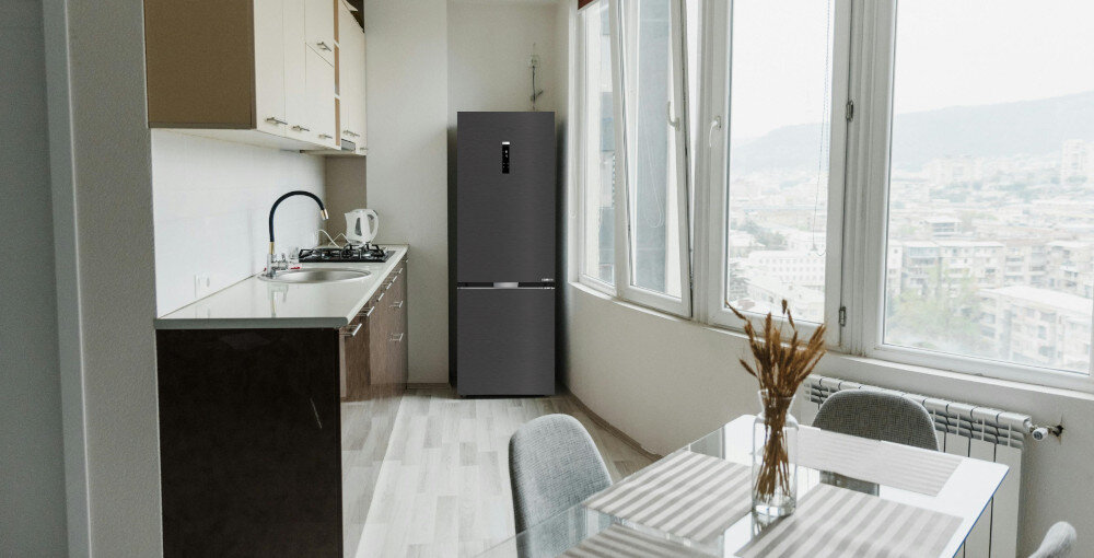 LODÓWKA GRUNDIG GKPN6793XD strefy świeżości komory wilgotność poziom owoce warzywa mięso ryby pojemność wnętrze Balkoniki półki na drzwiach