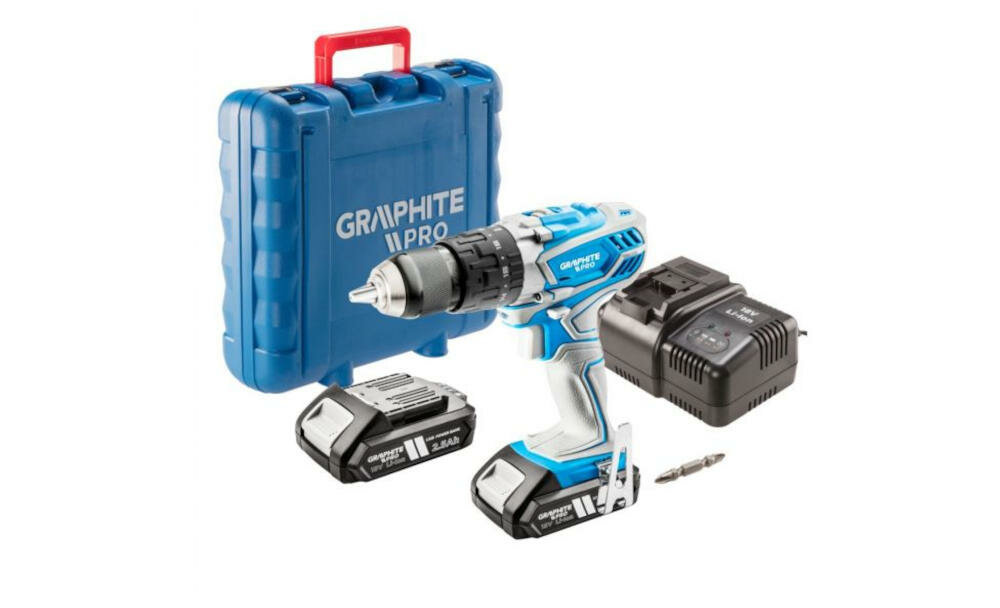 GRAPHITE-59GP401-PRO zestaw urządzenie akumulatory walizka końcówka ładowarka instrukcja karta gwarancyjna