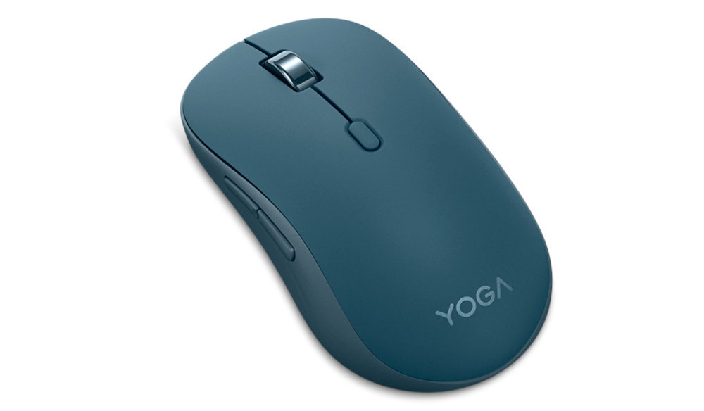 LENOVO Yoga Symetryczna konstrukcja prawo-, jak i leworęcznych Powierzchnia przyjazna dla skóry miękkie wykończenie boków - mysz na białym tle pod skosem