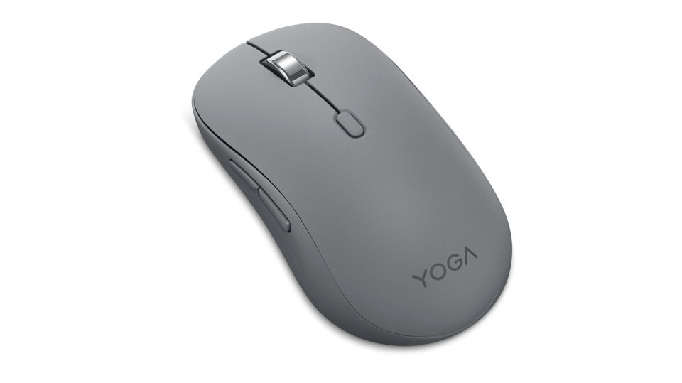 LENOVO Yoga Symetryczna konstrukcja prawo-, jak i leworęcznych Powierzchnia przyjazna dla skóry miękkie wykończenie boków - mysz na białym tle pod skosem