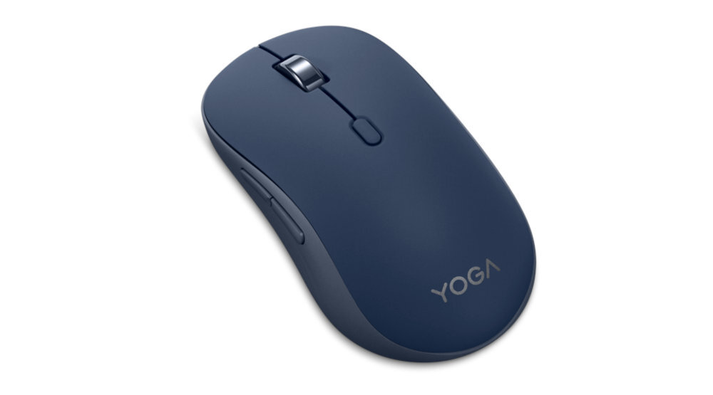 LENOVO Yoga Symetryczna konstrukcja prawo-, jak i leworęcznych Powierzchnia przyjazna dla skóry miękkie wykończenie boków - mysz na białym tle pod skosem