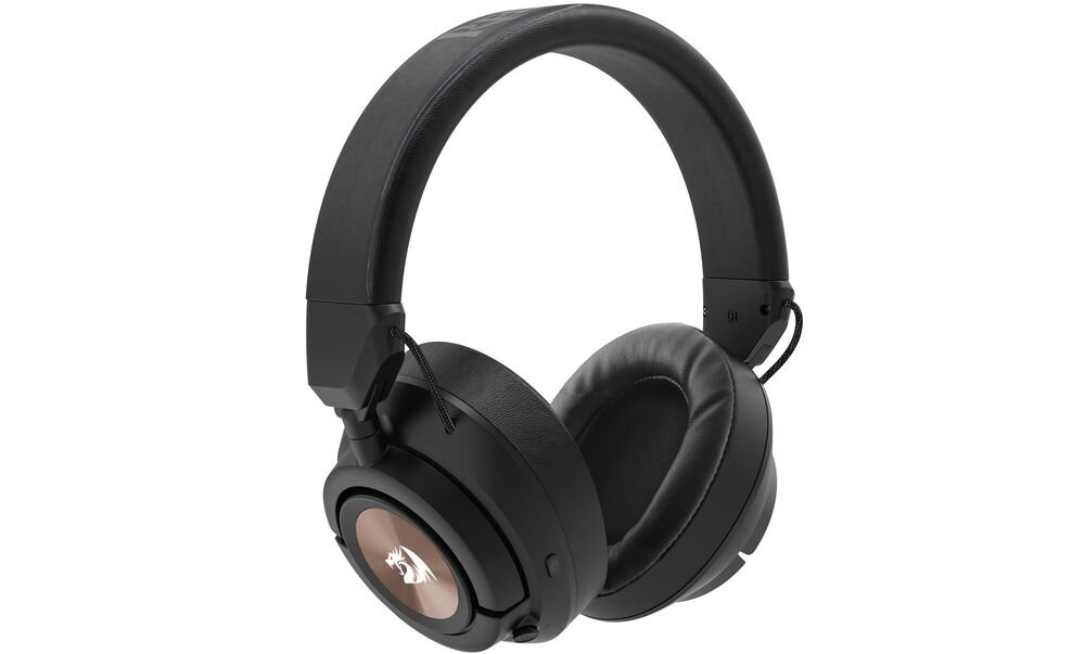 Słuchawki REDRAGON Spectra Pro H889 bateria 750 mAh czas pracy 34 godziny ładowanie USB-C, słuchawki po skosie na białym tle