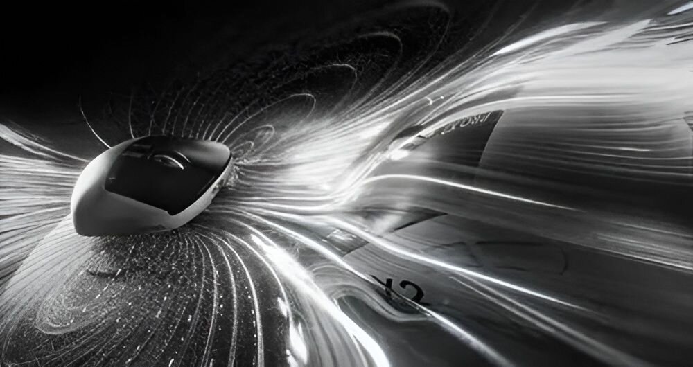 LOGITECH G Pro X2 Superstrike Technologia bezprzewodowa LIGHTSPEED częstotliwością 8 kHz niskim opóźnieniem - mysz na dynamicznym czarno-białym tle