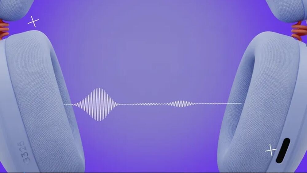 Słuchawki LOGITECH G325 Lightspeed 24 bit wzmocnione basy immersja w grach, słuchawki na niebieskim tle