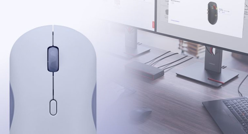 LENOVO 350 Lenovo 350 Bluetooth Silent Mouse Bezgłośne kliknięcia 3-stopniowa regulacja DPI do 2400 czułość kursora Ergonomiczna konstrukcja, płynna rolka przewijania stabilne połączenie Bluetooth Lenovo - zblizenie na klawisze i kółko