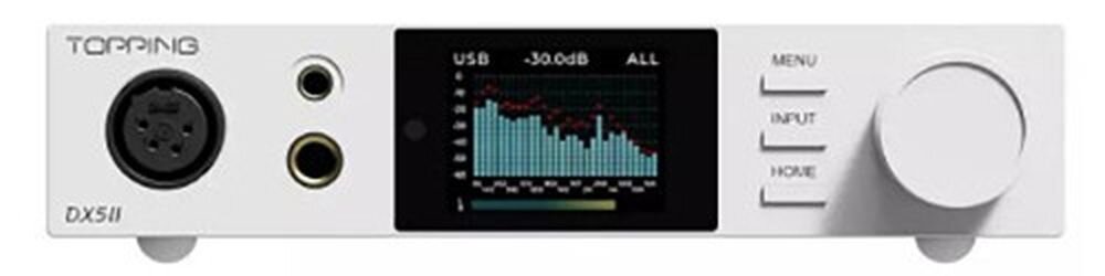 TOPPING DX5 MK2 wzmacniacz 7600 mW 16–600 Ohm 133 dB THD+N 0,00006%, urządzenie na białym tle