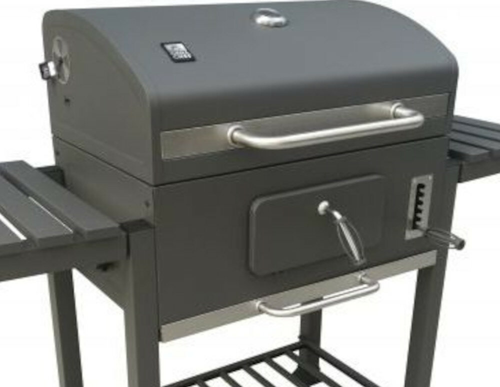 Grill węglowy wózek LANDMANN Komfort XXL 11508 stalowa blacha uchwyty ze szczotkowanej stali 2 skrętnych kółek