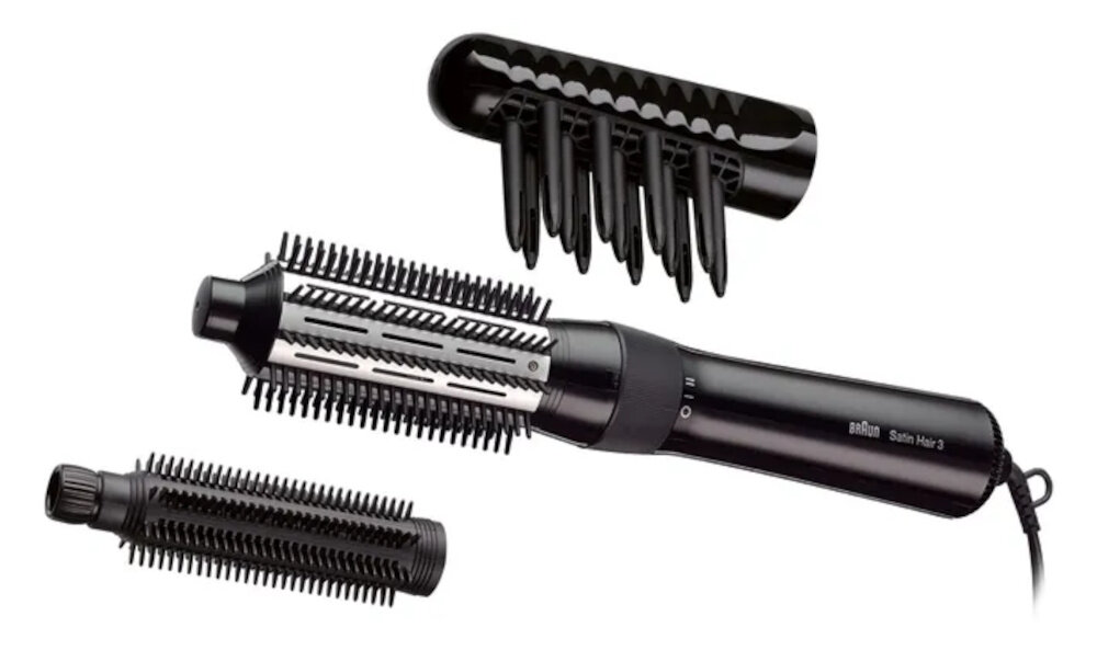 Suszarko-lokówka BRAUN AS 330 18, 36 mm 400 W Równomierne rozprowadzanie ciepła cylinder o 100% ceramicznej powłoce równomiernie rozprowadza ciepło ochrona włosy dwa rozmiary okrągłych szczotek mała duza stylizacja modelowanie fryzura grzebień zwiększający objętość