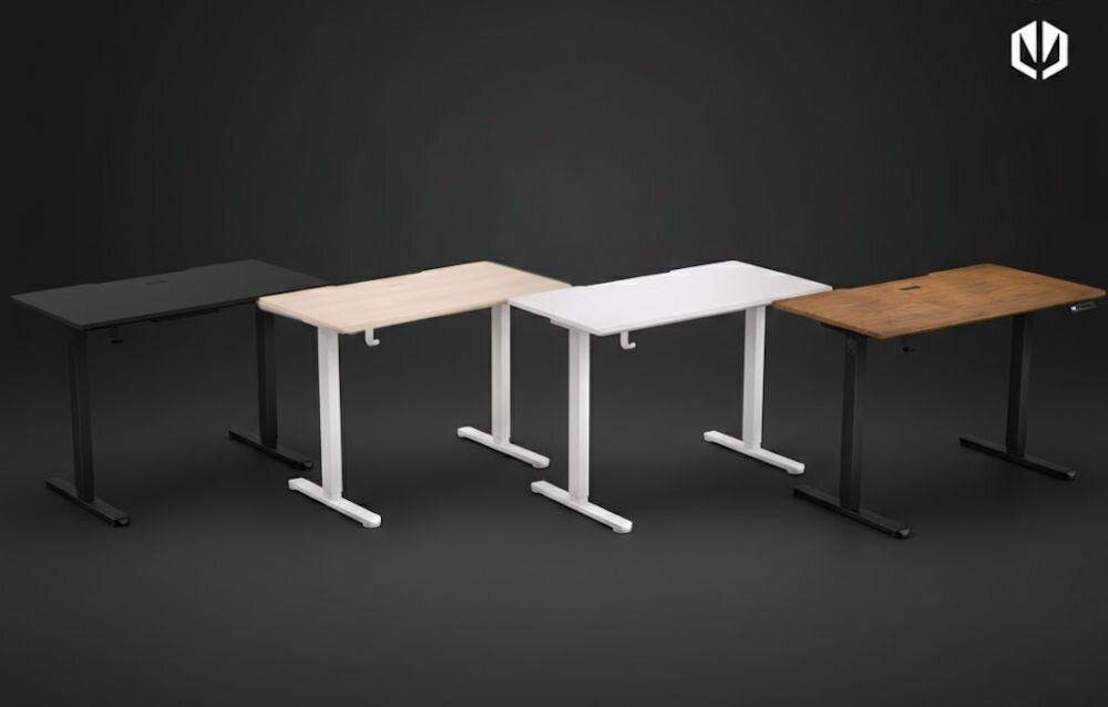 Biurko ENDORFY Atlas S Electric Biały różne warianty kolorystyczne na czarnym tle logo