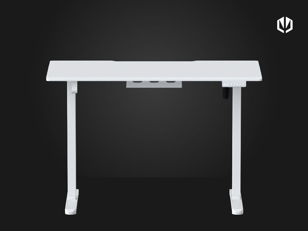 Biurko ENDORFY Atlas S Electric Biały Całkowity widok biurka z frontu