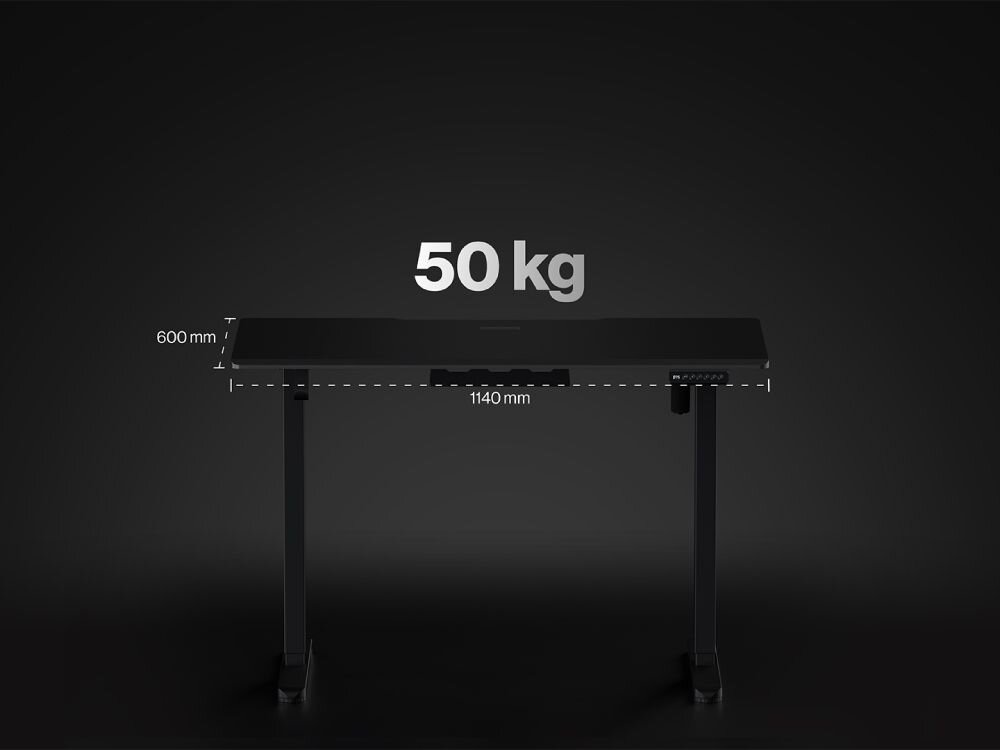 Biurko ENDORFY Atlas S Electric Czarny z blatem o wymiarach 1140×600 mm i maksymalnym obciążeniem do 50 kg MDF starannie wykończone krawędzie