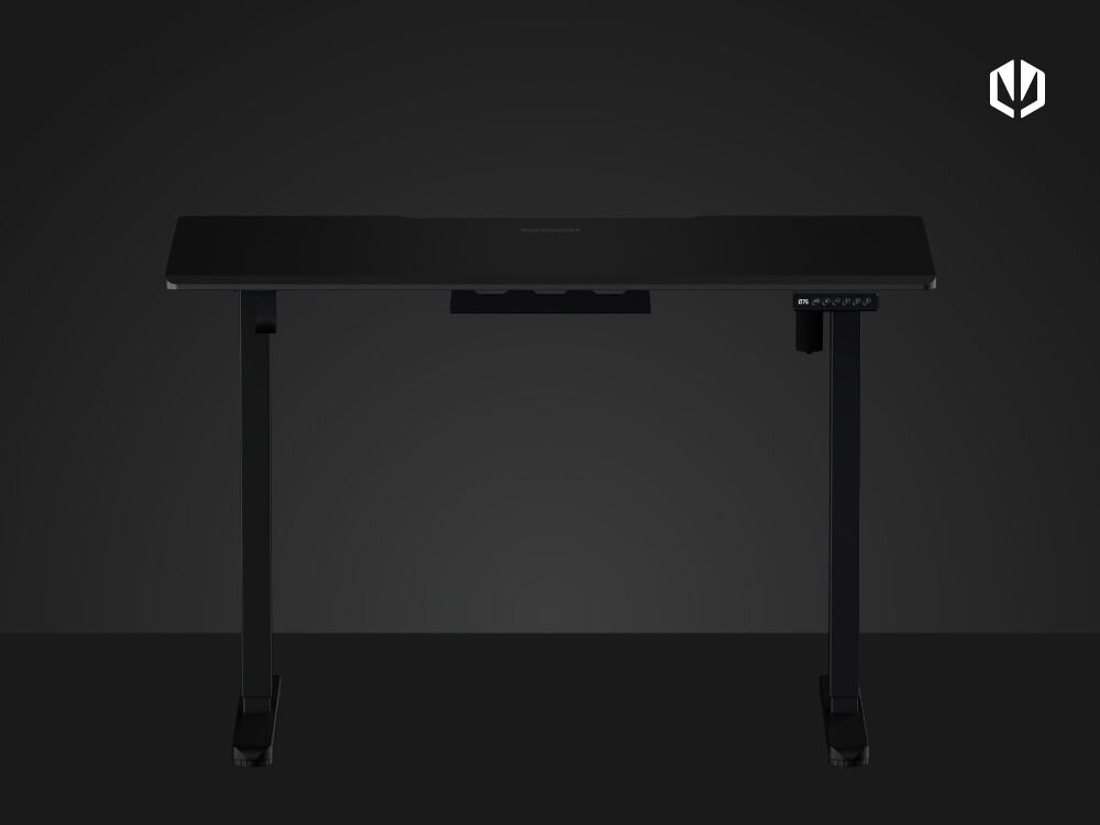 Biurko ENDORFY Atlas S Electric Czarny Całkowity widok biurka z frontu