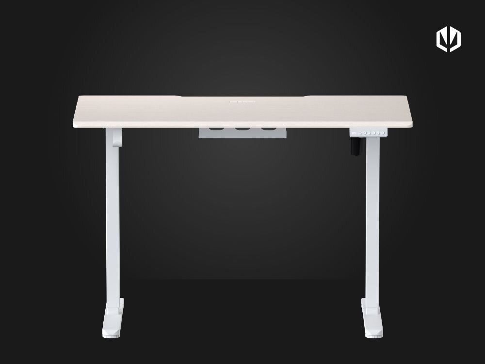 Biurko ENDORFY Atlas S Electric Jasne Drewno Całkowity widok biurka z frontu