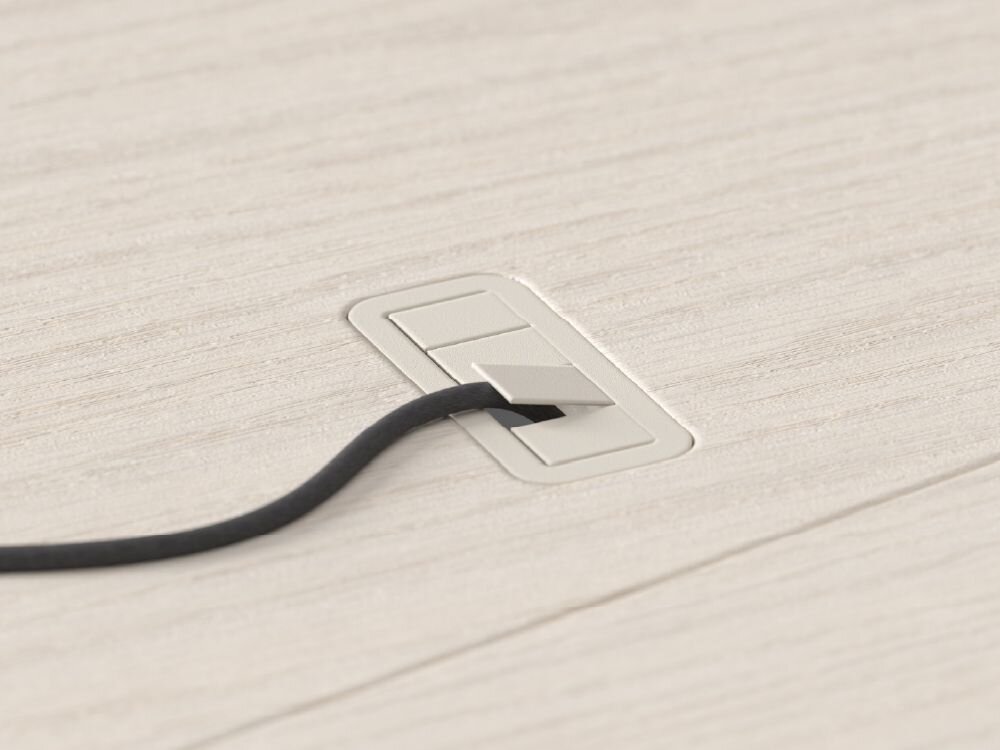 Biurko ENDORFY Atlas L Electric Jasne Drewno Przepust kablowy w blacie biurka Endorfy Atlas L Electric utrzymanie porządku